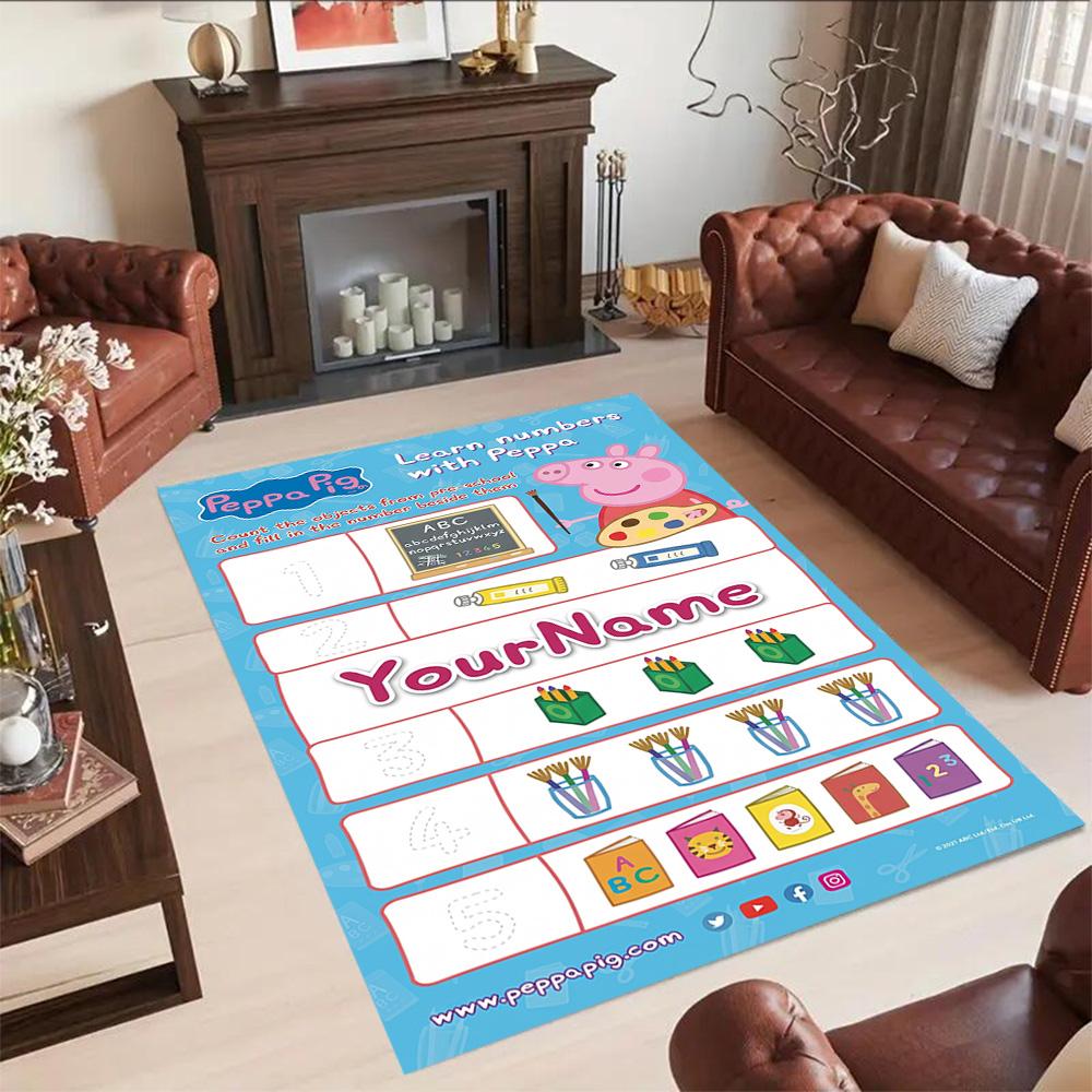 Peppa Pig Customize Your Name Carpet Design for Playrooms Kitchen Living Rooms Balcony Antislip Carpet Office home decor Wedding Party Gift