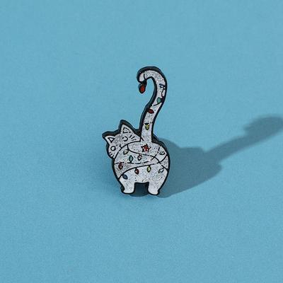 Personalized and Creative Cartoon Cat Brooch Small Animal Series Cute Cat Tail Colored Light Bag