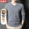 Hengyuanxiang Men's V-Neck Pure Wool Sweater