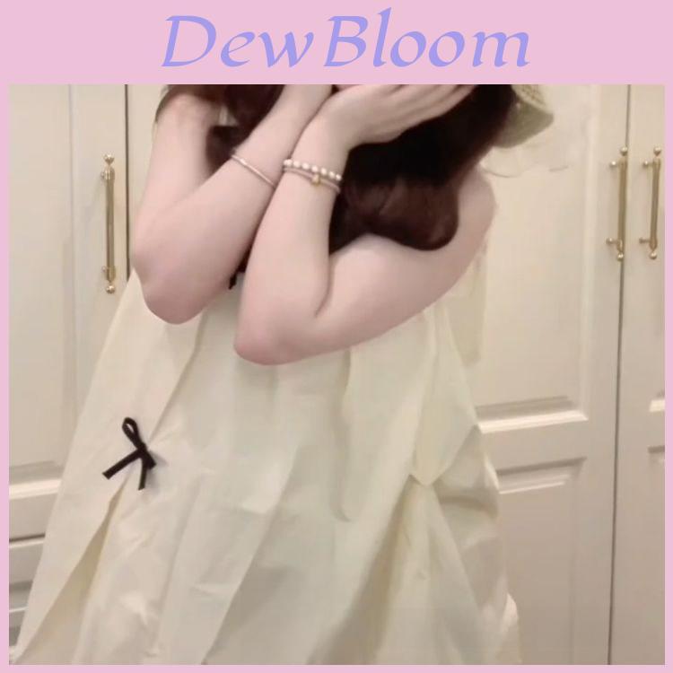 French Sweet Bowknot Sleeveless Dress With Knit Fabric For Summer Casual Wear