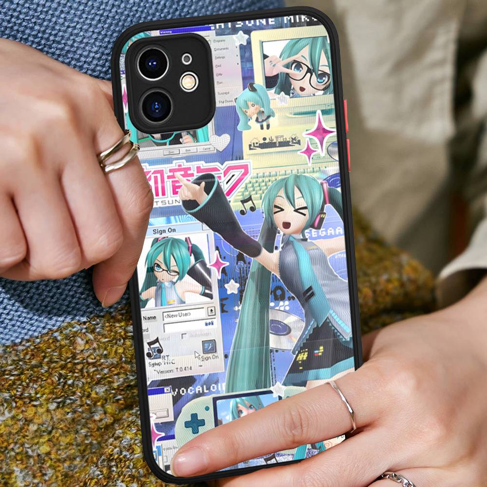 Kawaii H-Hatsune Miku Für IPhone 15 16 Pro Max 11 12 13 14 XS XR X Plus 16E Matt Transluzente Handyhülle