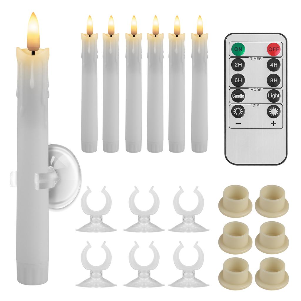 6/12 Buc. Lumânări de Fereastră cu Ventuze Lumânare Electronică LED Pâlpâitoare Sfeșnice de Crăciun Lumânări LED Conice Fără Flacără