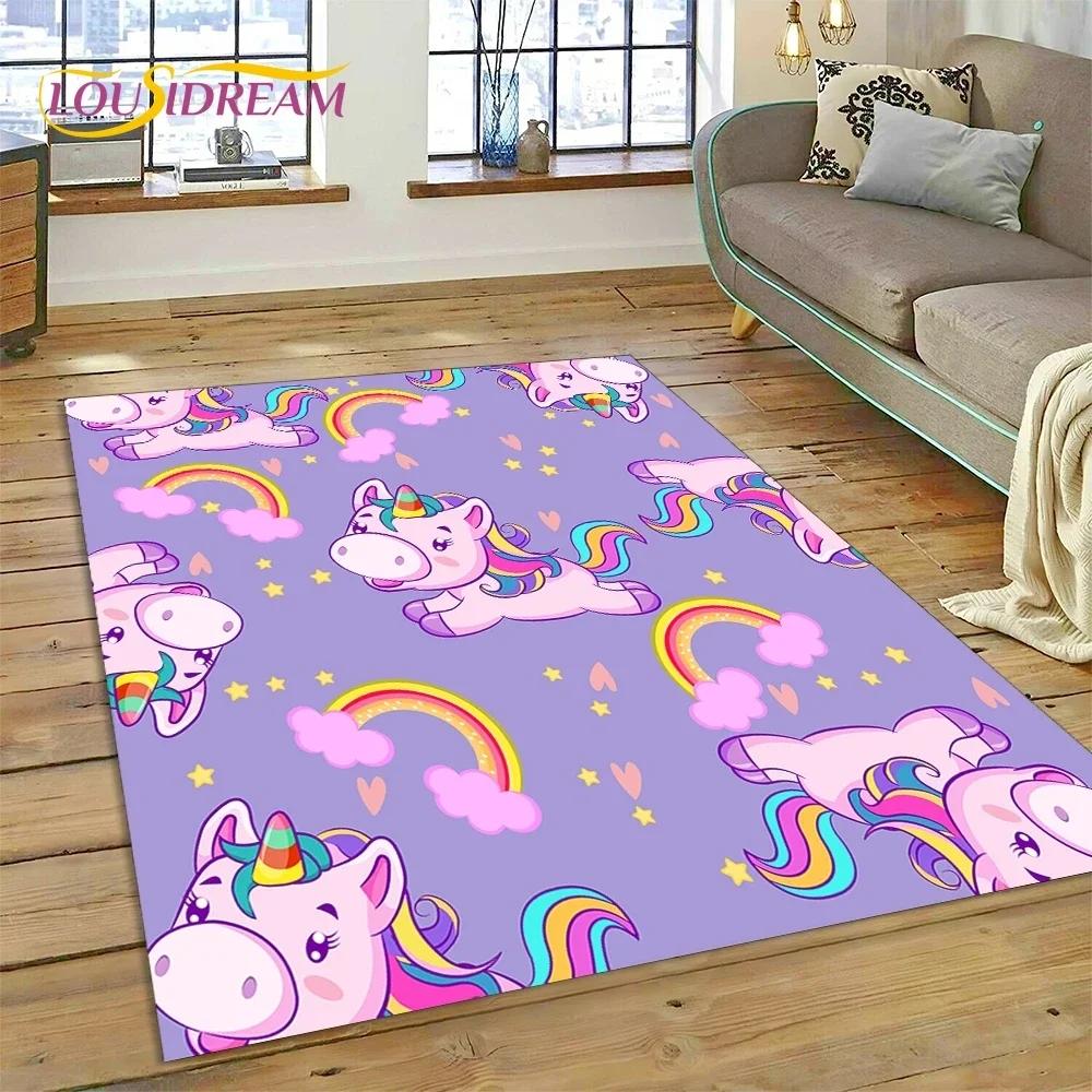 3D Cute Dream Unicorn Cartoon Girl Carpet Rug for Bedroom Living Room Home Sofa Decoration,Children Game Large Decor Floor Mat