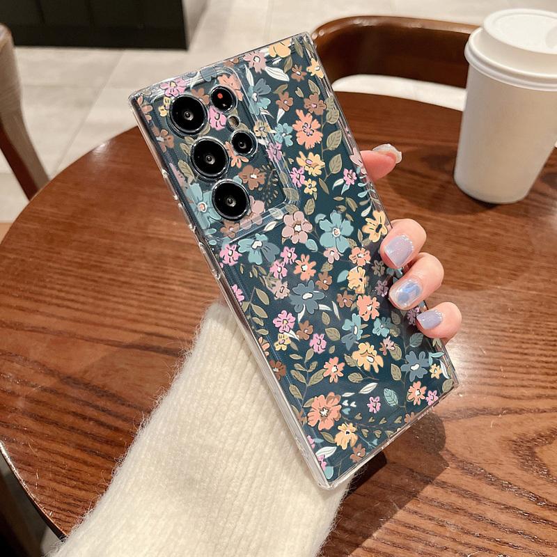 Romantic Flower Patterned Phone Case For Samsung Galaxy S26 S25 S24 S23 Ultra S22 Plus S24 S21 FE S25 Edge Clear TPU Soft Cover