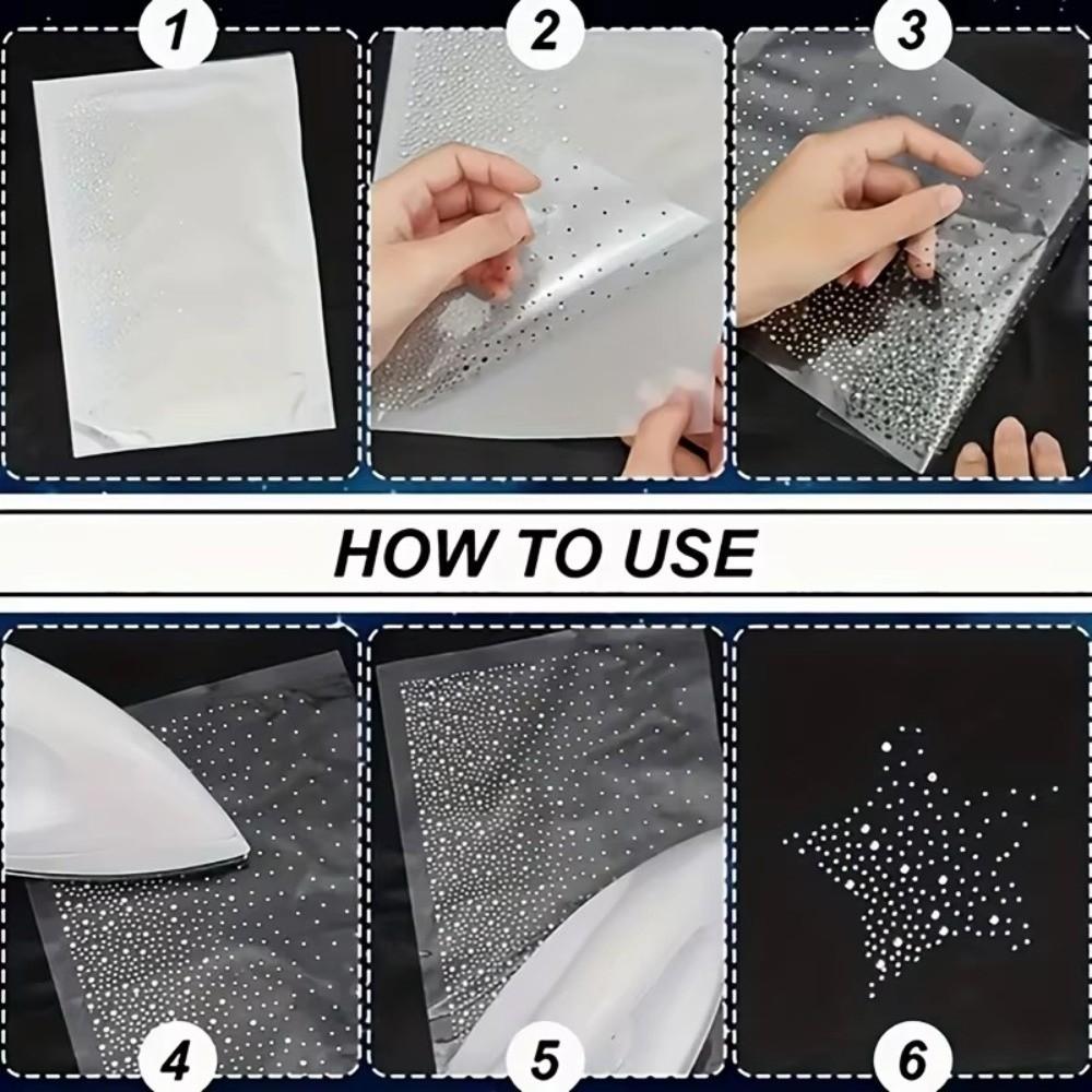 5 Sheets Gradient Polka Dot Self Adhesive Rhinestone Sticker Starry Sky Pattern Arts Crafts Iron-On Rhinestone Sheets DIY Bling