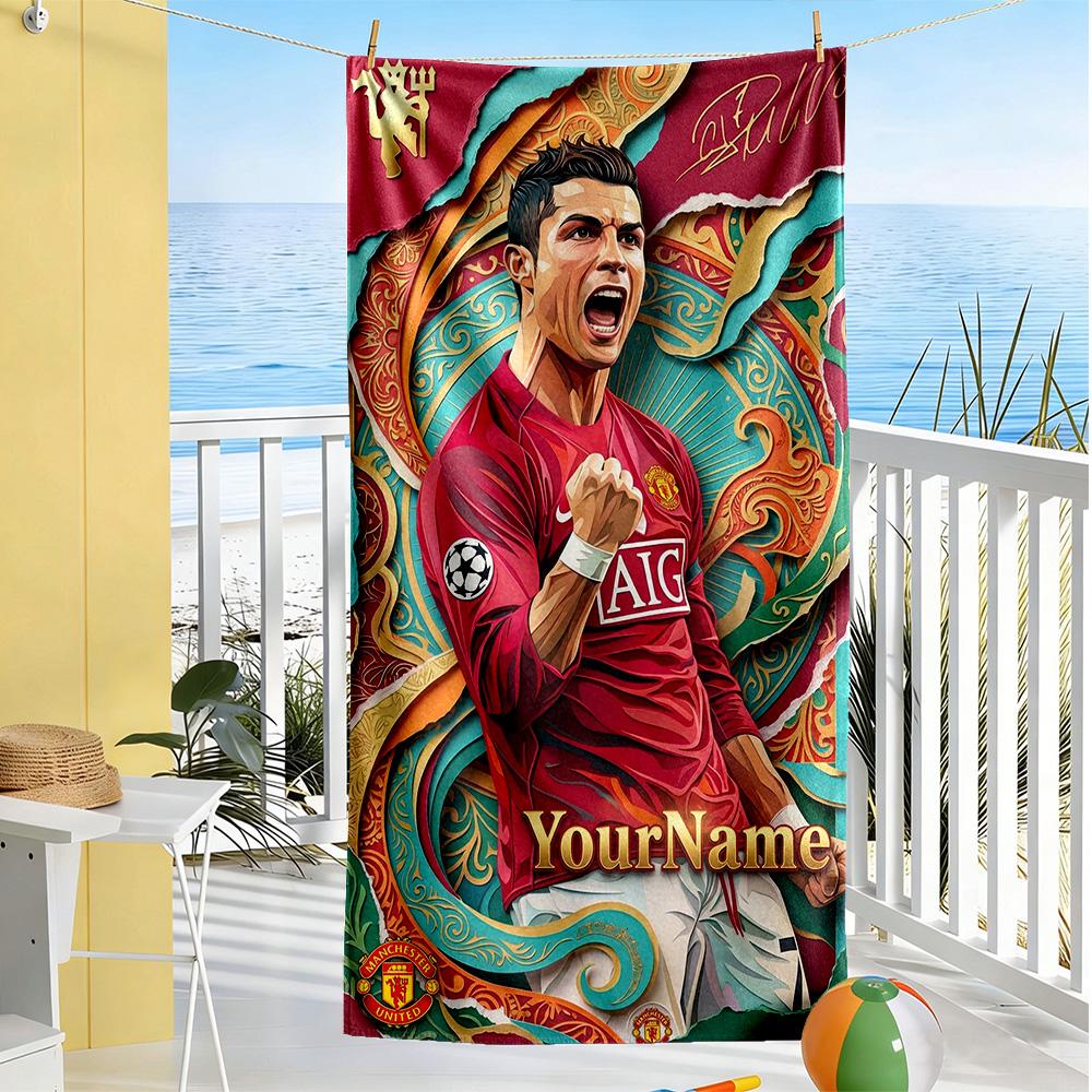 Cristiano Ronaldo Vlastní Jméno Plážová Osuška Super Měkká & Absorpční Přenosná na PlaváníPlážKempování Cestování Plážové DoplňkyPosilovna