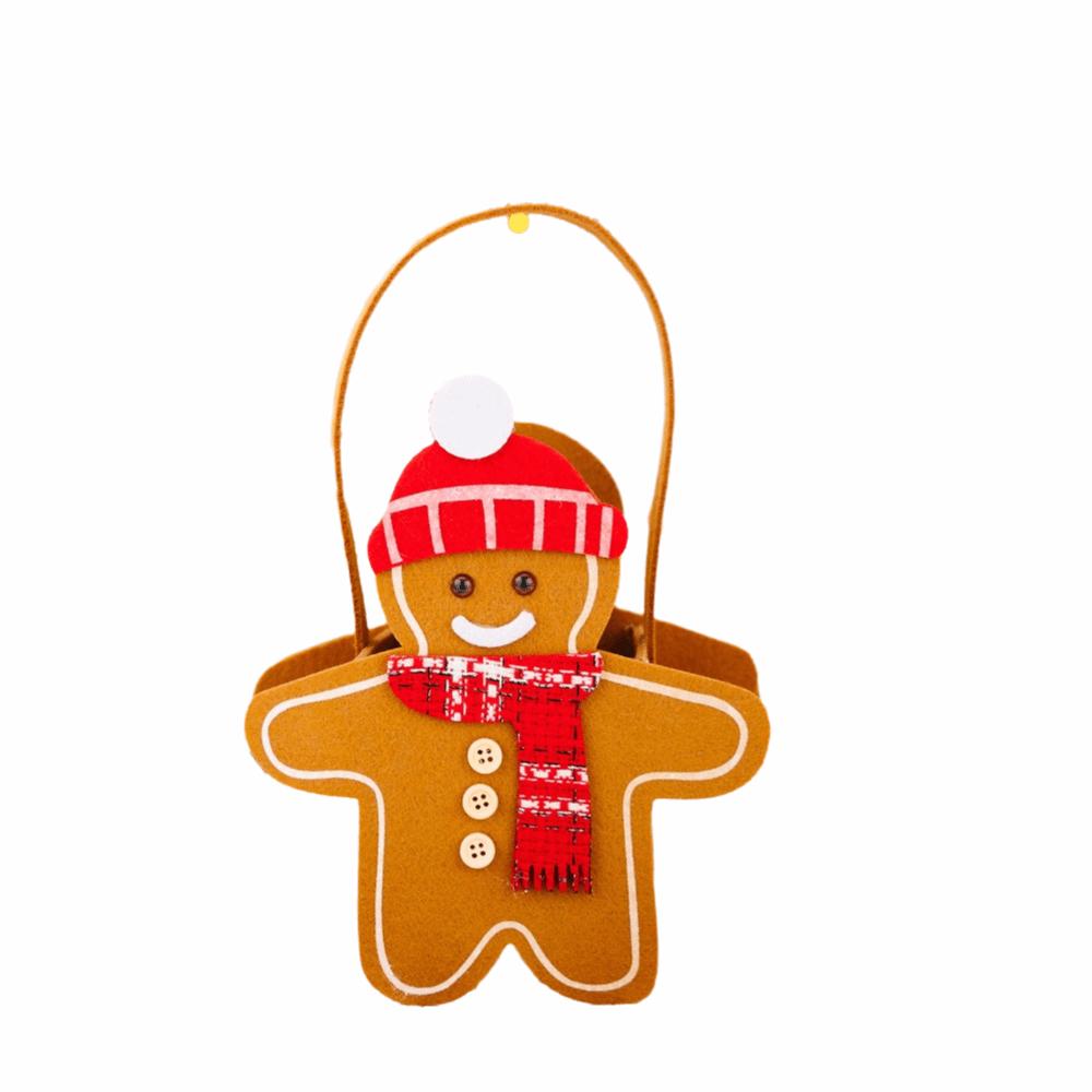 Cute Gingerbread Man Christmas Gingerbread Tote Bag Candy Pattern Chocolate Cookies Design Christmas Gift Bag Christmas Theme