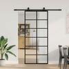 VidaXL Sliding Door Hardware Kit Black 90x205 Cm ESG Glass, Interior Door, Interior Barn Door, Door 3375791