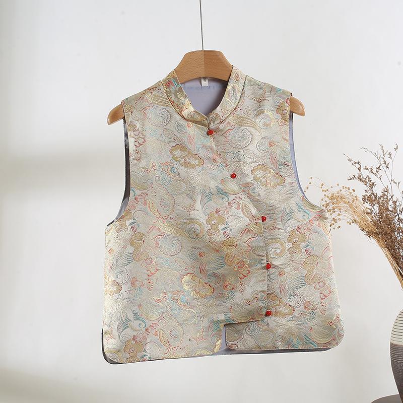 Fashion Temperament Brocade Butterfly Slanted Vest 2025 Spring and Summer New High-end Vest