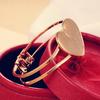 Fashion Women Gold Plated Cuff Bangle Couple Love Heart Charms Bracelet Jewelry
