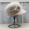 Peaked cap children autumn and winter retro elegant bow woolen equestrian hat show face small fashion beret