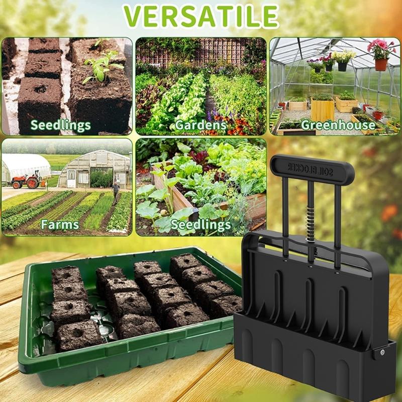 4 Cell Upgraded Soil Block Maker with Comfortable Handle Handheld Soil Blocking Tool for Starting Gardening
