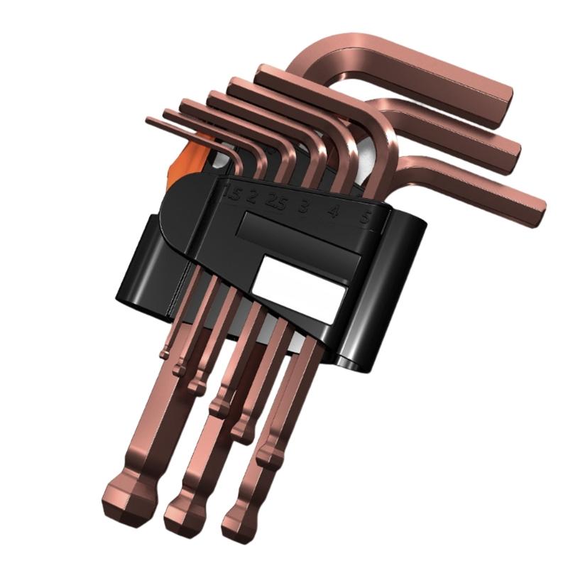 9Pieces L Type Double-End Screwdriver Hex Wrench Set Allen Key Hexagon Flat Ball Hexagonal Spanners Key Set Hand Tools