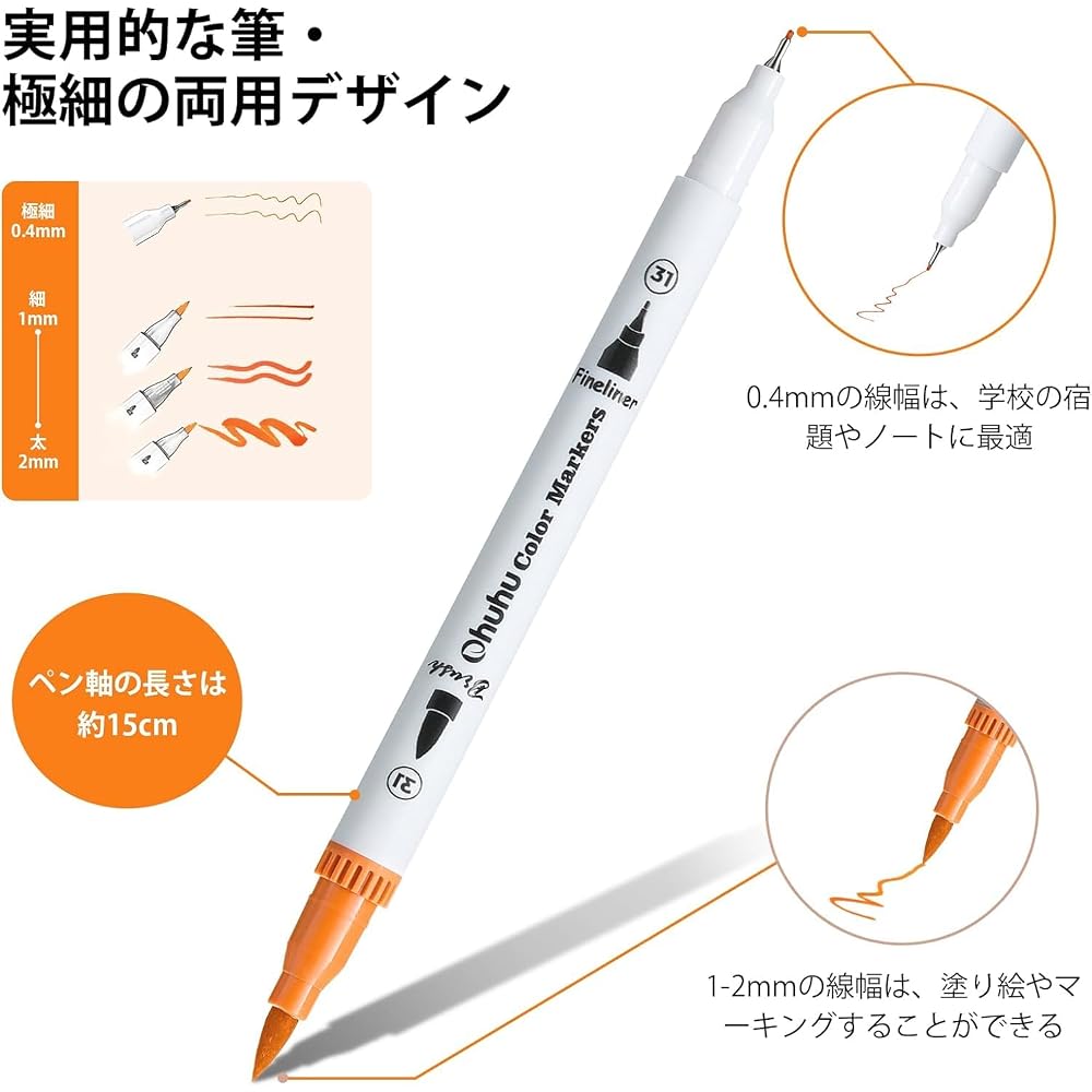Ohuhu Illustration Pens, 60 Colors, Ultra Fine Art Marker Pens, Water-based Pens, Watercolor Pens...