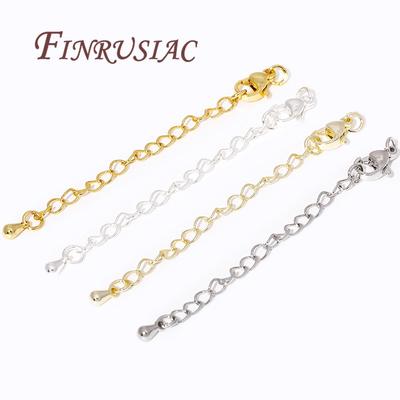 2/5/10Pcs 18K Gold Color Extension Extended Tail Chains with Lobster Clasps Connectors For Jewelry Making DIY Bracelet Findings