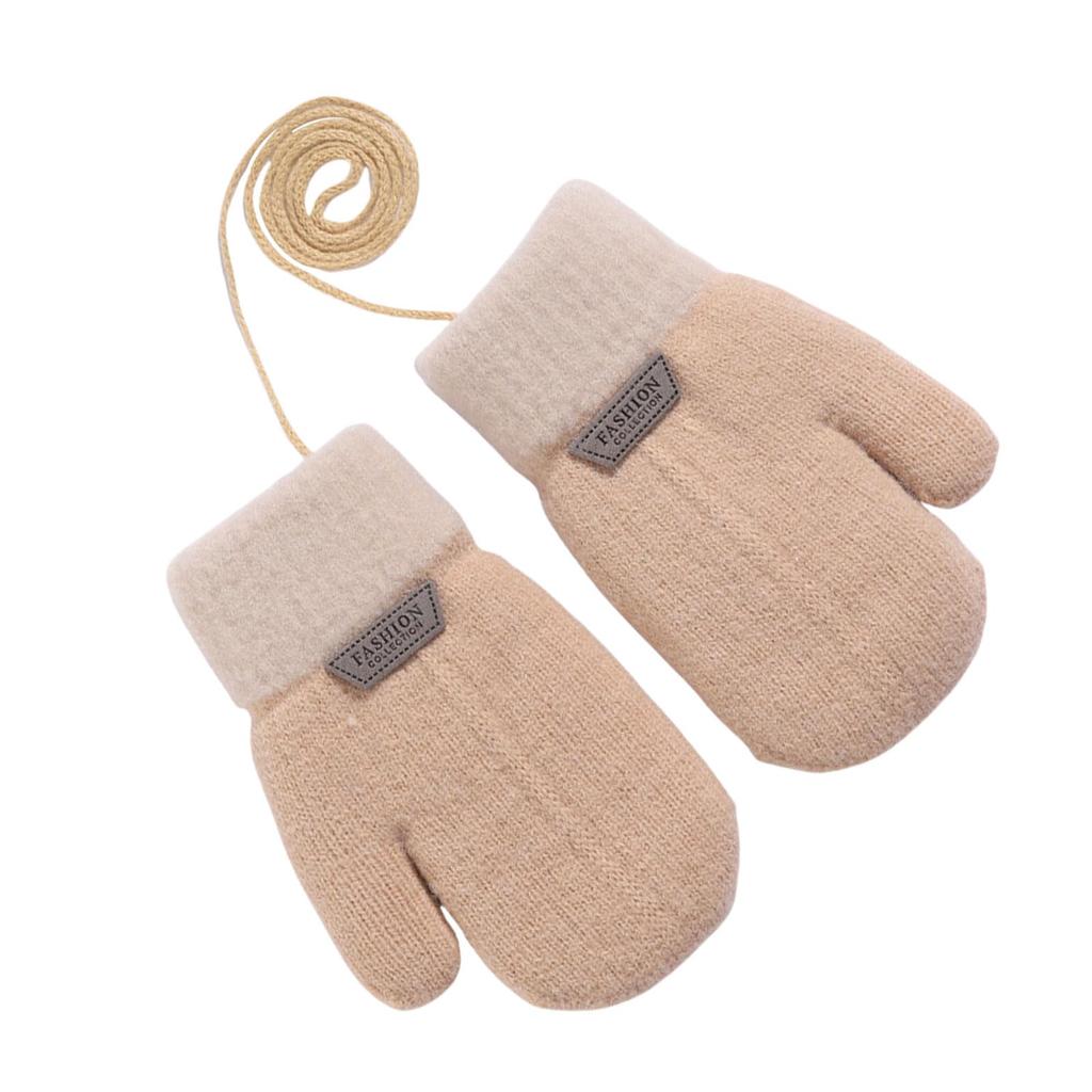 Umeloeo Knitted Cute and Thick Mittens with Drawstring for Winter Warmth and Windproof Perfect for Playing in the and Commuting to Elementary School