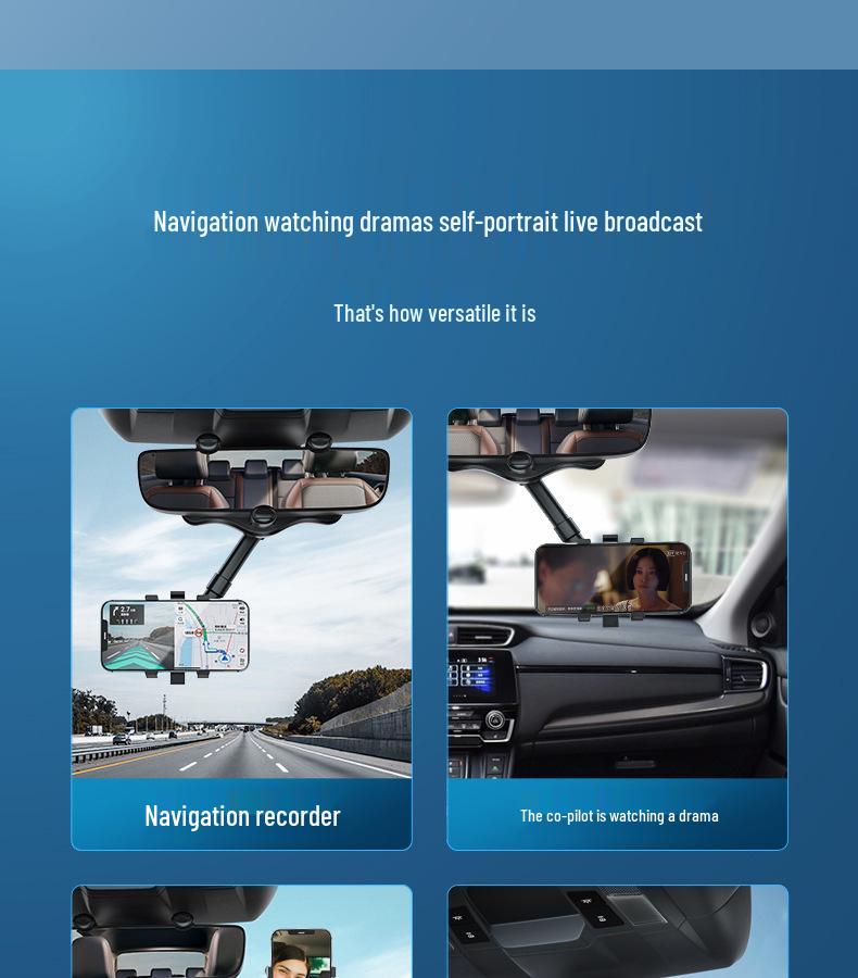 360° Multifunctional AR Navigation Car Phone Holder for Rearview Mirror