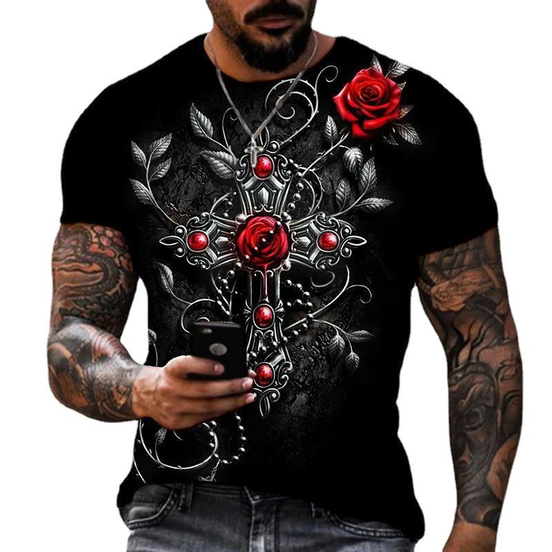 Summer Men's T-shirt 3D Print Loose Round Neck Short Sleeve Tops Men