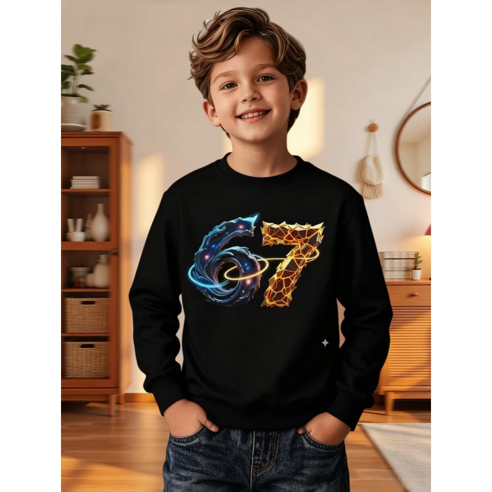6 7 Meme Kids Sweatshirts Funny Digital Graphic Hoodie Casual Long Sleeve Top Loose Comfortable Streetwear Fashion Boys Clothes