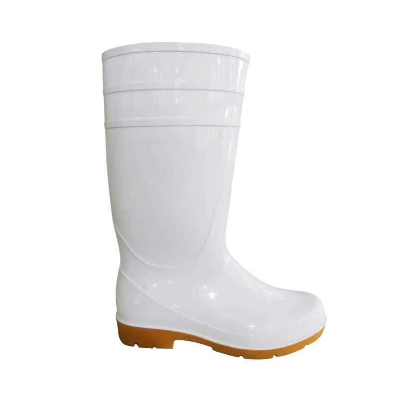 White High-Top Non-Slip Kitchen Work Boots, Oil, Acid & Alkali Resistant, Ideal for Chefs & Food Industry.