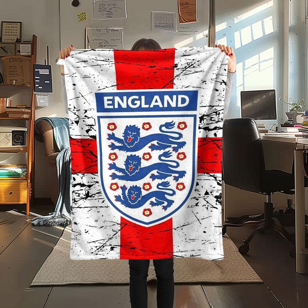 1PC England National Football Team Patterned Flannel Blanket Suitable For All Seasons for Home Decor Warmth and Comfort Gifts Holiday Present