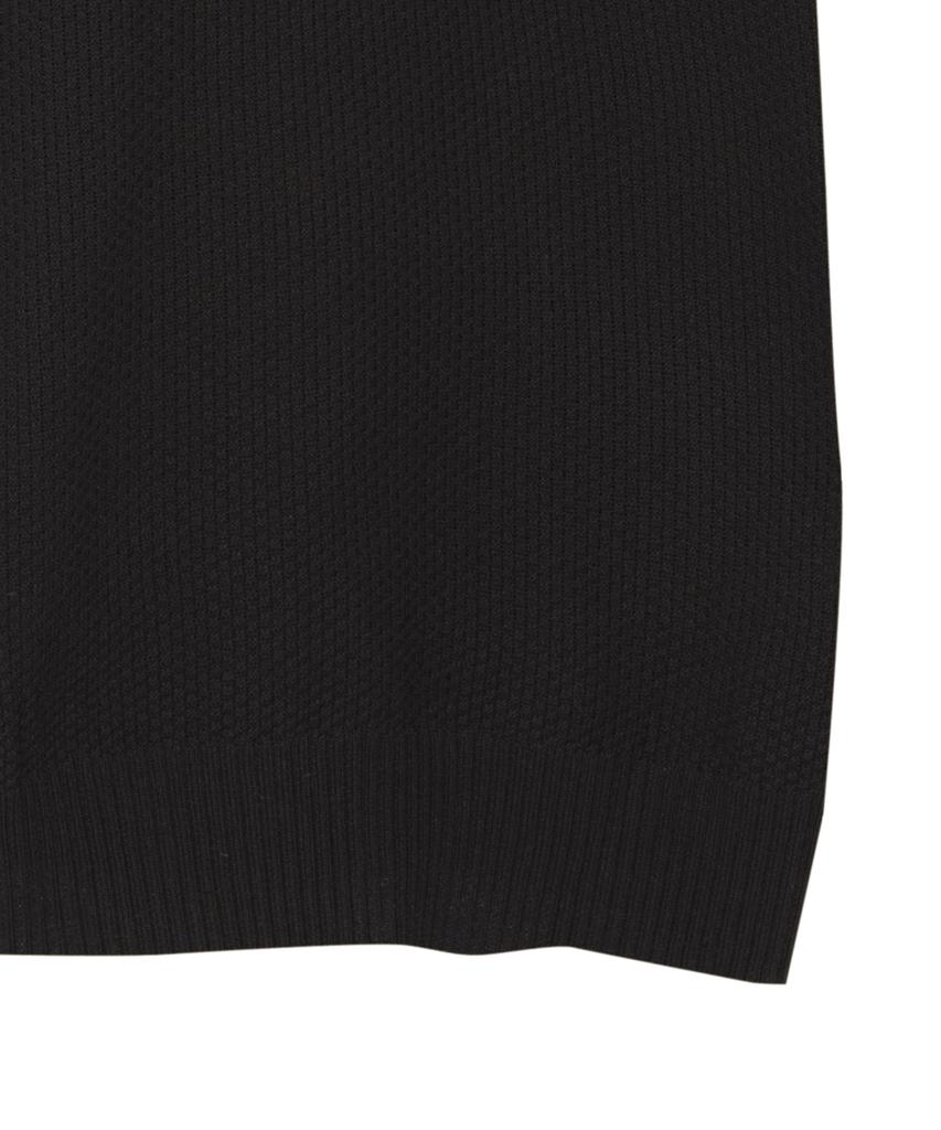 IRONYPORNO WHITELINE 86-Iro355 Basic One-Button Round Short Sleeve Knit Black