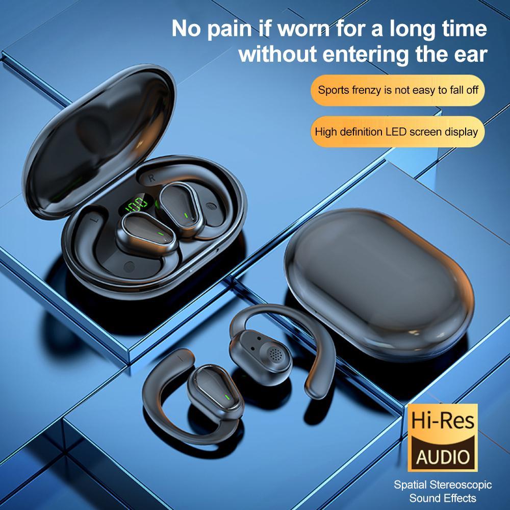 Bluetooth 5.3 Headphones Wireless Sports Headsets Ear Hook Earphones Waterproof HiFi Stereo Noise Reduction Earbuds for Android iOS Workout Gym Sports