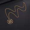 New Titanium Steel Necklace Women's Versatile High-end Hollow Four-pointed Star Round Brand Diy Pendant Jewelry