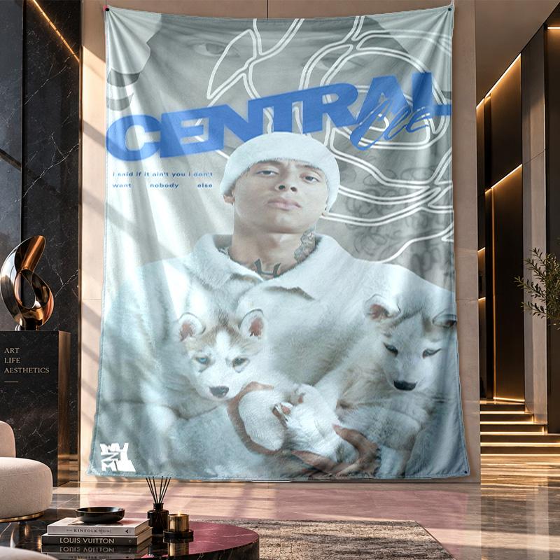Wall Hanging Tapestry,Central Cee Printed Fabric Backdrop For Dorm Room Party Decoration