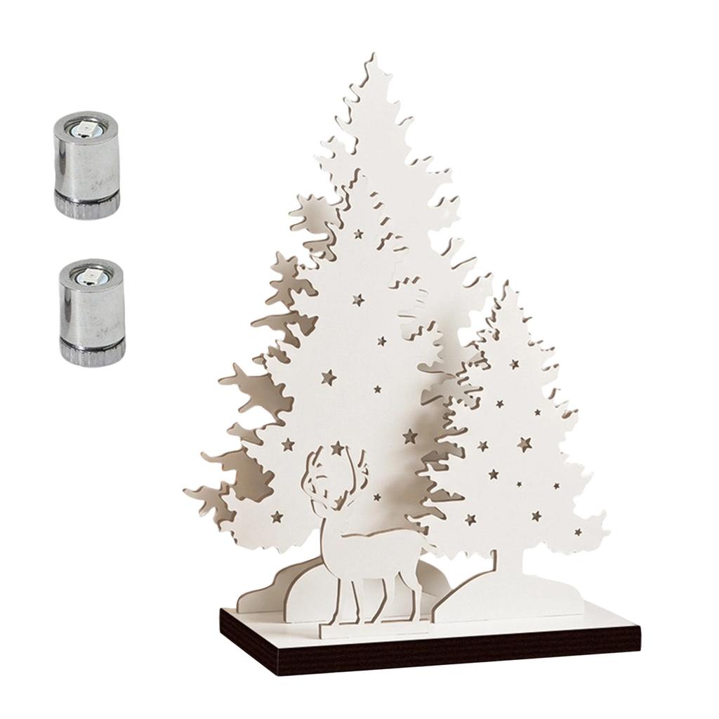 Christmas Tree Tabletop Wooden Decor with Colorful Lights , Holiday Desk Ornament for Festive Display