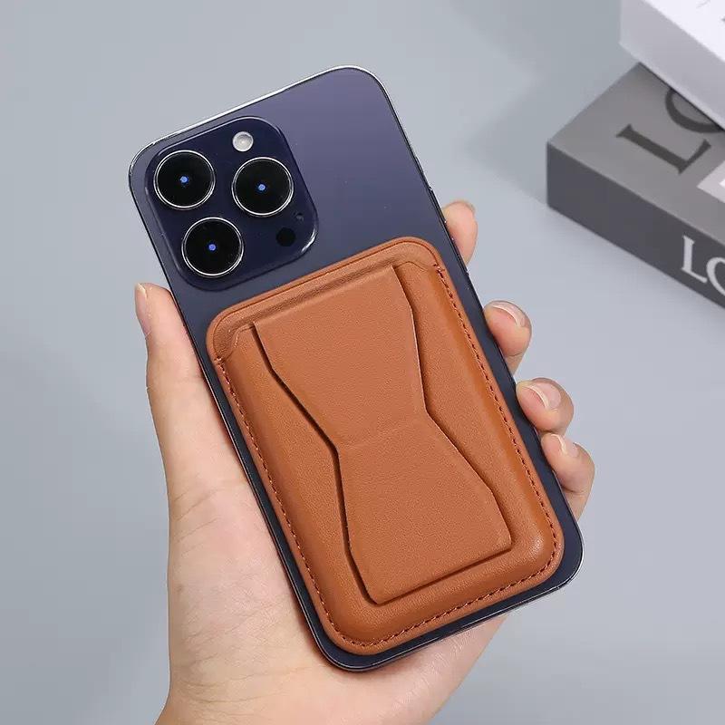 For iphone 16-12 magnetic card case holder back folding card leather butterfly mobile phone card case