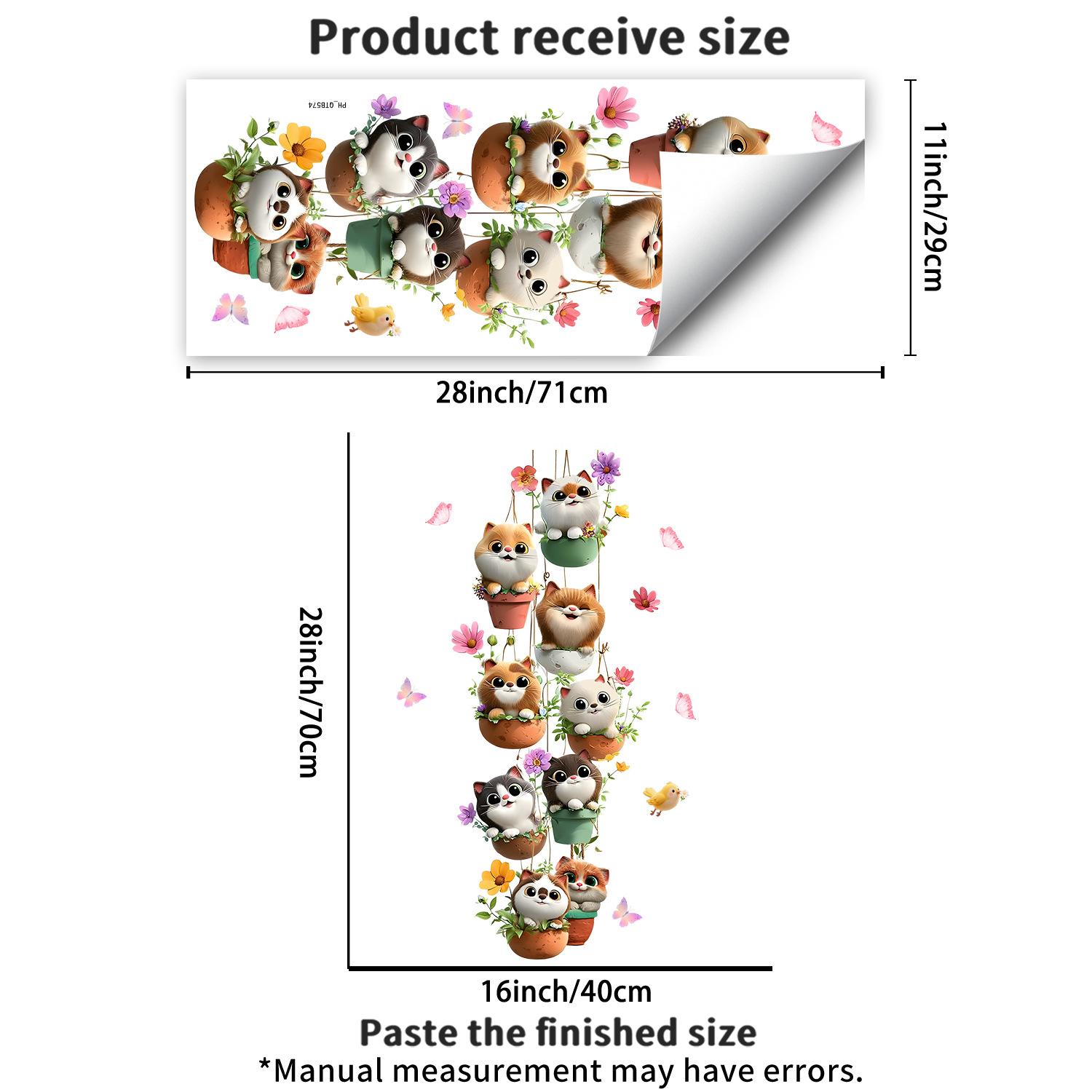 Hanging Cute Multi-color Cute Cat Flower Butterfly Bedroom Living Room Sticker