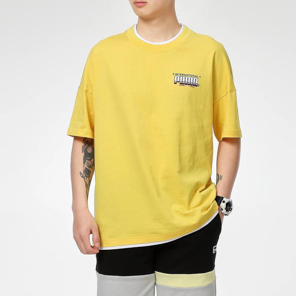 PUMA Drop Shoulder Sleeve T-Shirt Men's Yellow (Unisex) T-Shirts 532257 37