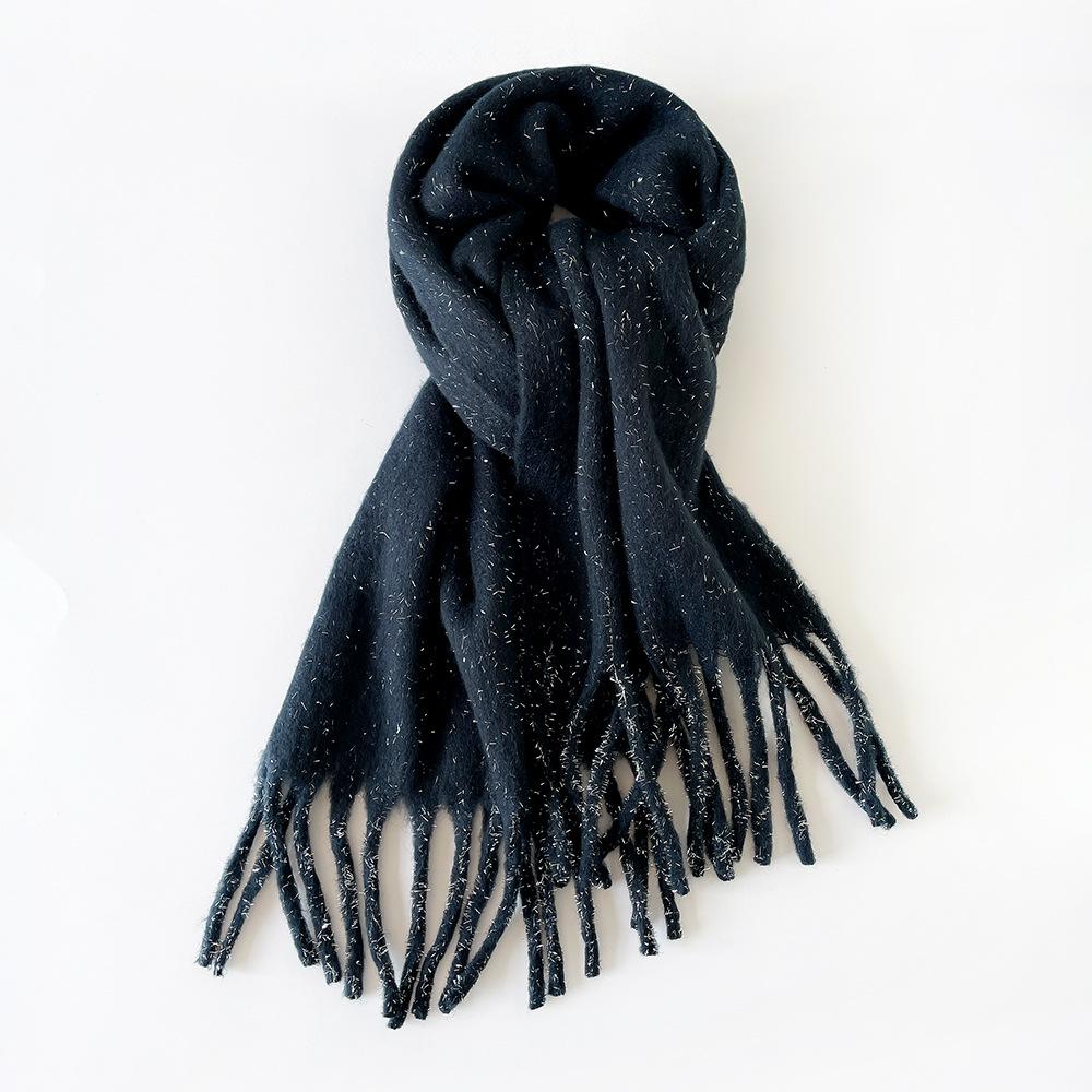 Thickened warm simple solid color mohair scarf large shawl women's plain scarf