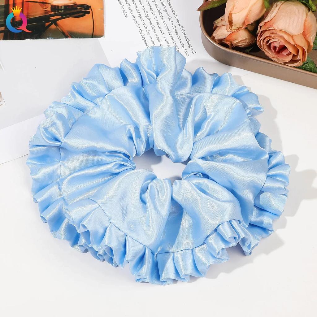 Ins Oversized Satin Scrunchies French Romantic Elastic Hair Bands Ponytail Holder Hair Rope Ties Women Girls Hair Accessories