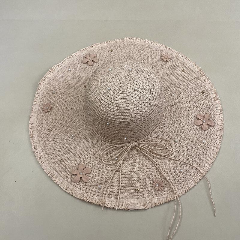 Flower Straw Hat Women'S Summer Seaside Beach Vacation Big Brim Sunshade Sunscreen Hat Supply Sun Hat