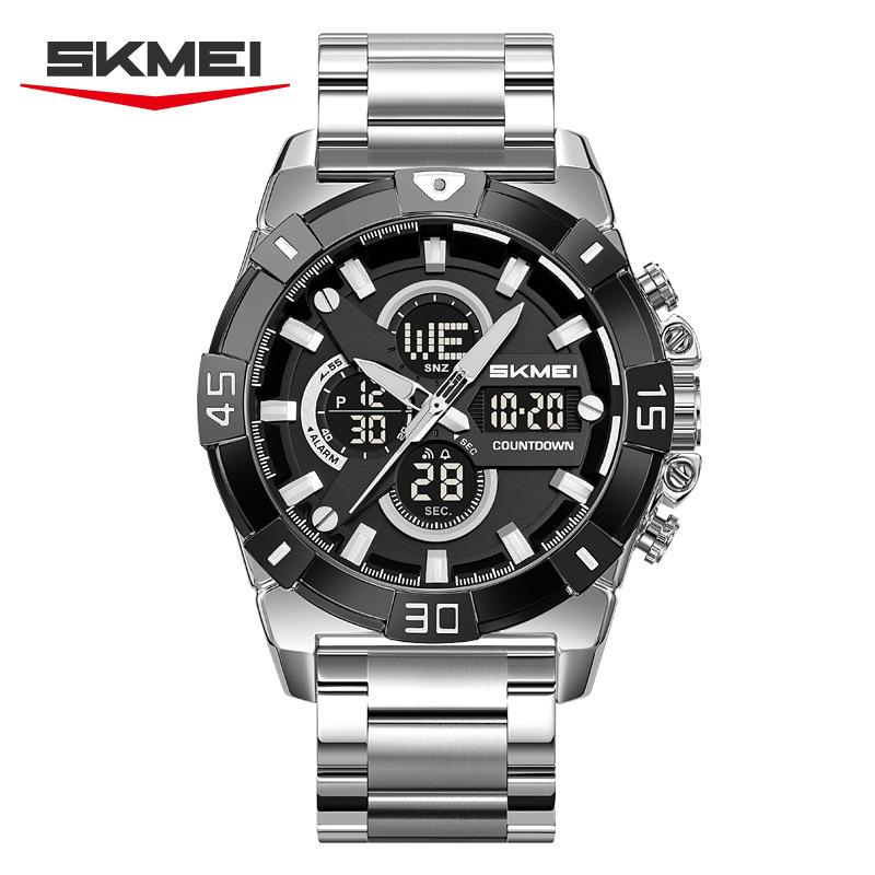 Electronic Watch Men's Sports Chronograph Watch Steel Belt Multi-function Electronic Watch Luminous Waterproof Watch