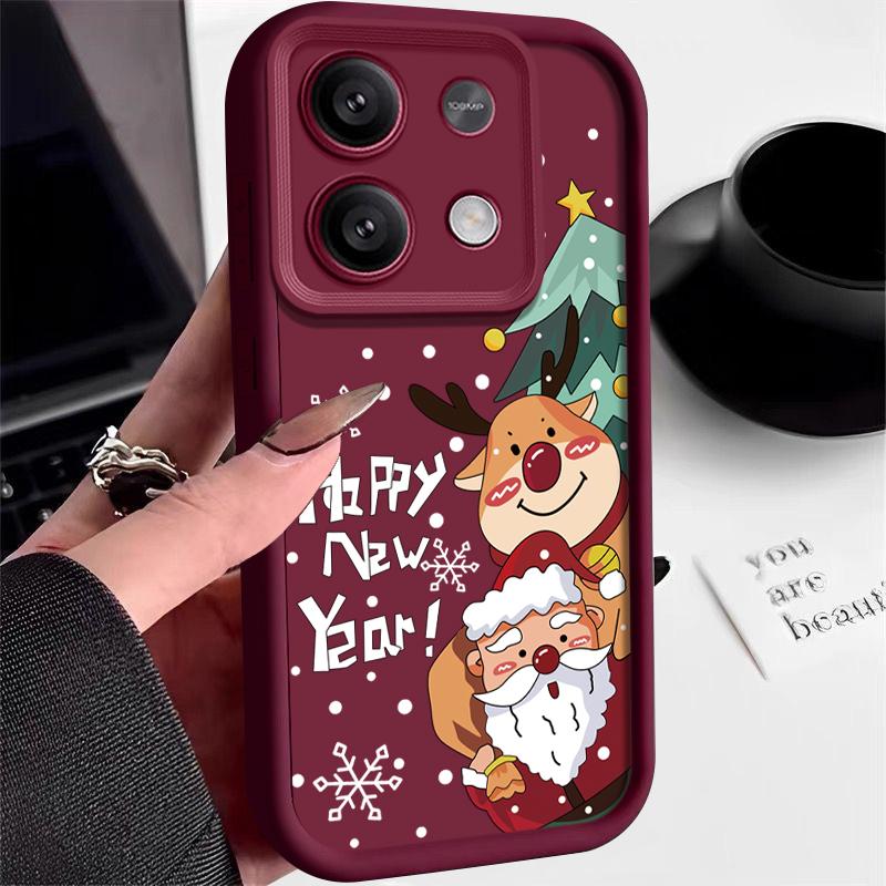 Pentru Xiaomi 13t Poco F6 X5 X6 Pro Redmi Note 13 12 11 10 Pro Crăciun Elk Model Bomboane Protectie lentile Husa din silicon moale