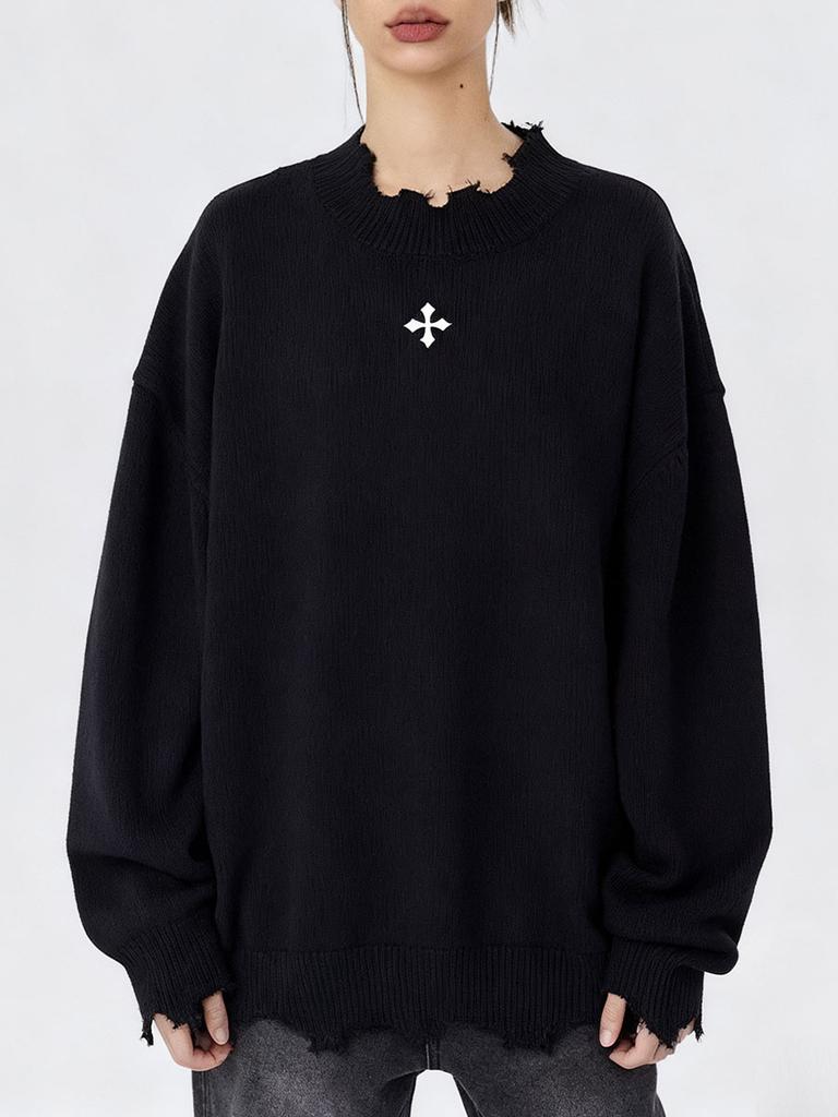 Vintage Baggy Långärmad Tröja Dam Street Style Topp Mode Enfärgad Casual Oversize Pullover Y2k Kläder