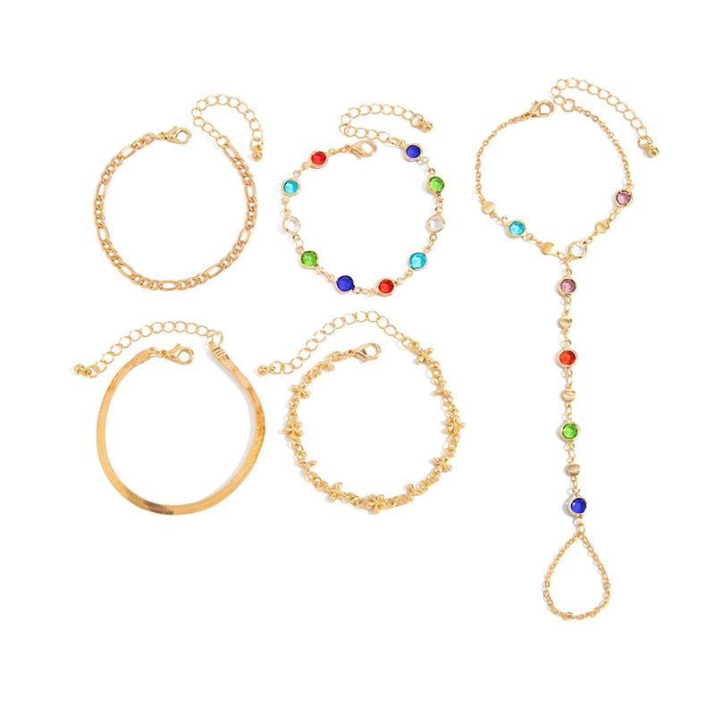 Luxury Minimalist Gold Plated Thin Chain Finger Ring Hand Chain Bracelets For Women, Party Elegant Jewelry