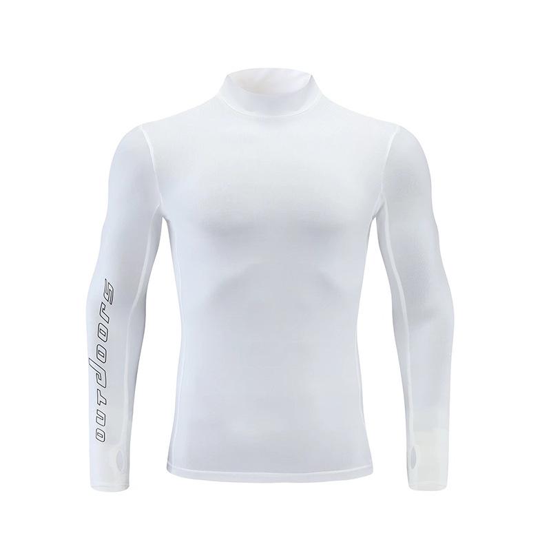 2024 Spring Men s Quick-Dry Long Sleeve High Neck Athletic Base Layer XXL белый