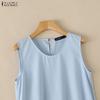 ZANZEA Women Casual Round Neck Sleeveless Lace Splice Summer Tank Tops