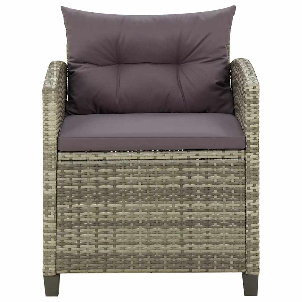 vidaXL Gartenstuhl mit Kissen Poly Rattan Grau
