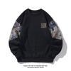 Men'S Bear Sweater Men'S Spring And Autumn Splicing Contrasting Color Embroidery Couple Crew Neck Sweater Men'S Top