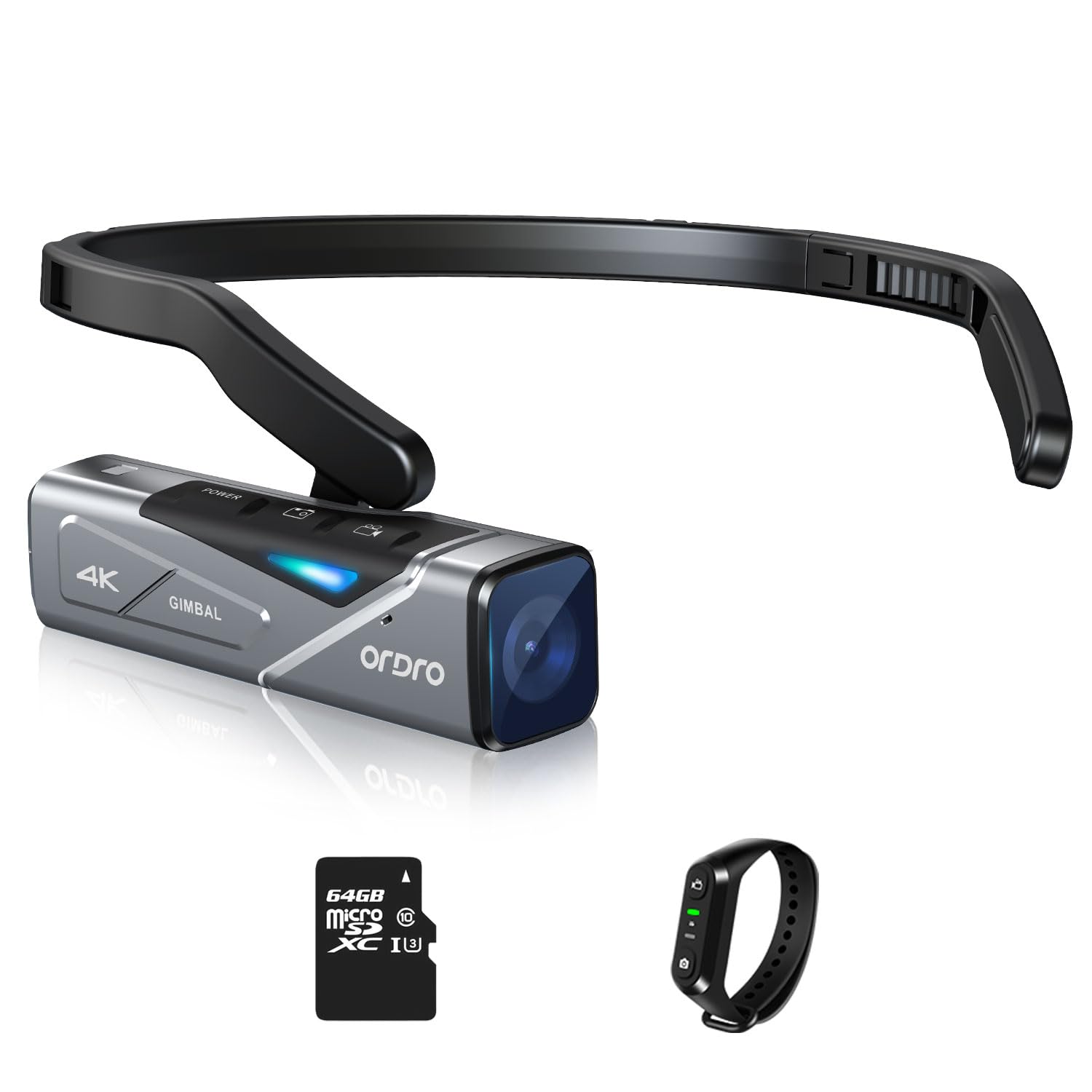 

Ordro EP7 4K Vlog Video Camera Wearable Video Camera FPV Design with Dual Axis IP65 Waterproof App Control Auto Focus U3 64G Micro SD Card Included W1 сірий колір