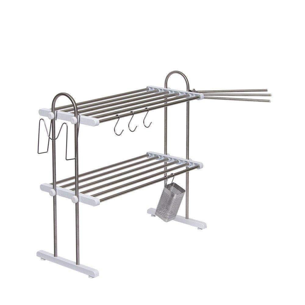 Takubo Industries Extendable Shelf, 2 Tiers, Width 52-91cm, Value Set PP2-90LK