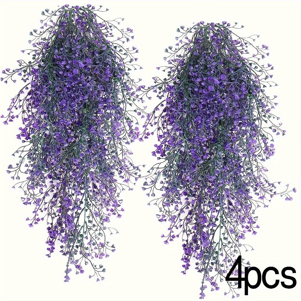 

4-Pack Vibrant Artificial Hanging Wisteria Flowers - Durable UV Resistant Faux Plants with Versatile Indoor & Outdoor Decorative Uses, Easy Wall Mount фиолетовый