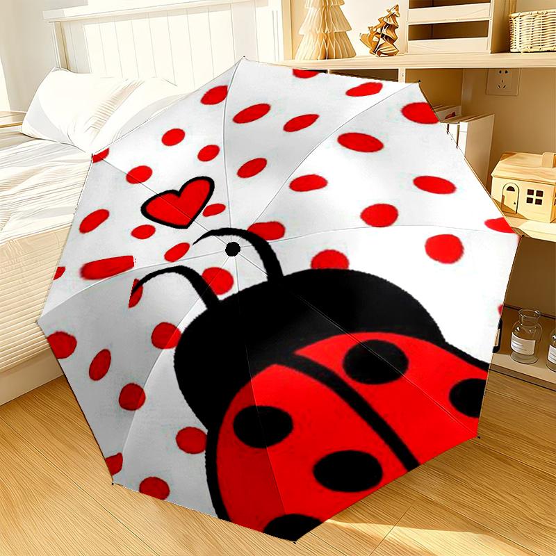 Ladybug Pattern Design Umbrella 8-Frame for Travel, Camping, Casual Lightweight Portable Umbrella, Essential for Every Family Holidays Gift