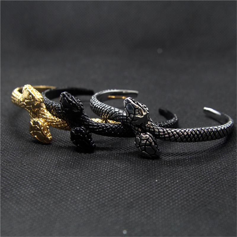 316L Stainless Steel Snake Cobra Bangle Punk Style Serpent Unisex Bracelet