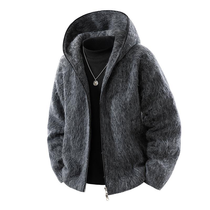 

Woolen Hooded Woolen Jacket for Men and Women In Autumn and Winter Loose Wool 3XL